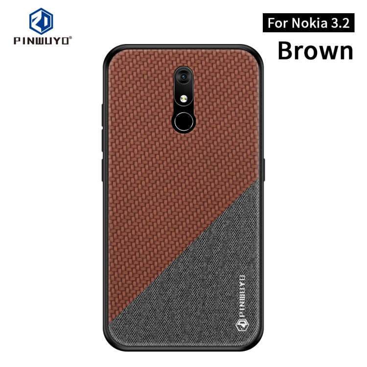 PINWUYO Honors Series Shockproof PC + TPU Protective Case for Nokia 3.2(Brown)
