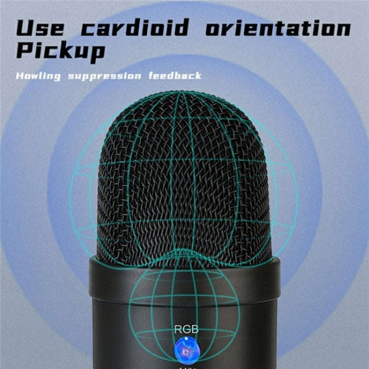 MU2000 Professional Desktop Cardioid Condenser Microphone With RGB Light