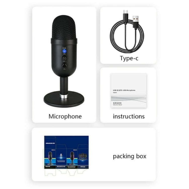 MU2000 Professional Desktop Cardioid Condenser Microphone With RGB Light