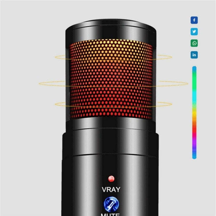 MU900 Max RGB Light E-Sports Gaming Condenser Microphone With Desktop Bracket