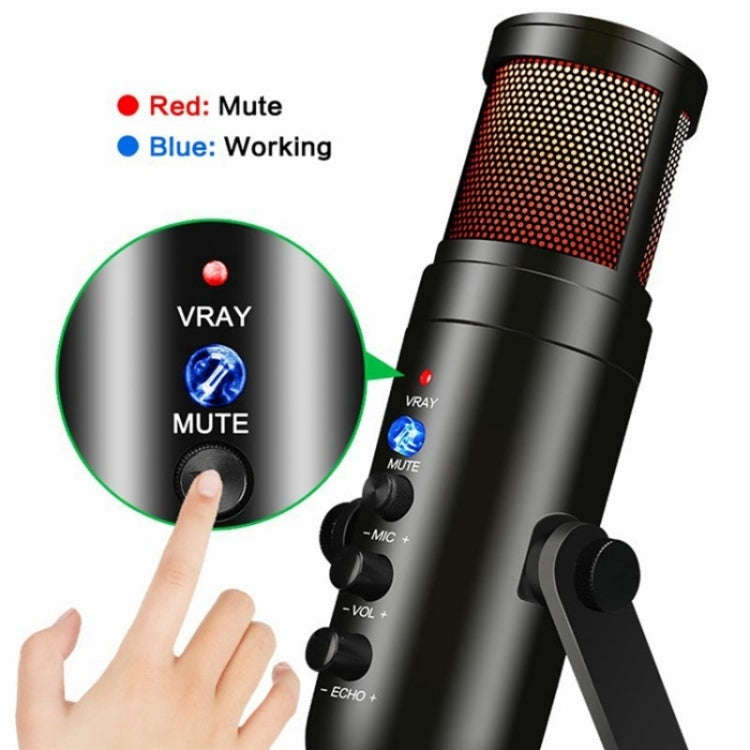 MU900 Max RGB Light E-Sports Gaming Condenser Microphone With Desktop Bracket