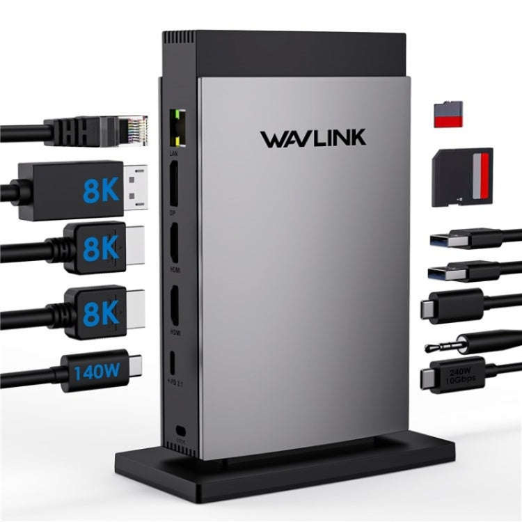 WAVLINK WL-UMD26 11 in 1 140W PD 3.1 USB-C 8K Displayport Charging Docking Station
