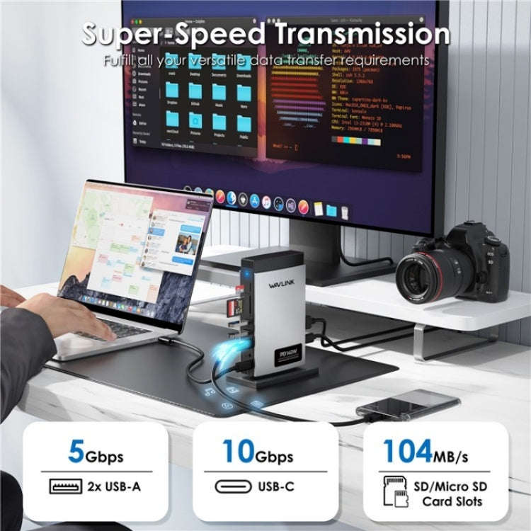 WAVLINK WL-UMD26 11 in 1 140W PD 3.1 USB-C 8K Displayport Charging Docking Station