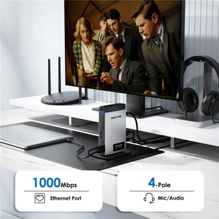 WAVLINK WL-UMD26 11 in 1 140W PD 3.1 USB-C 8K Displayport Charging Docking Station