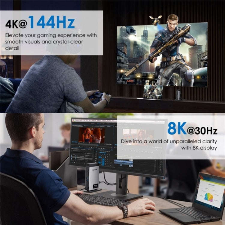 WAVLINK WL-UMD26 11 in 1 140W PD 3.1 USB-C 8K Displayport Charging Docking Station