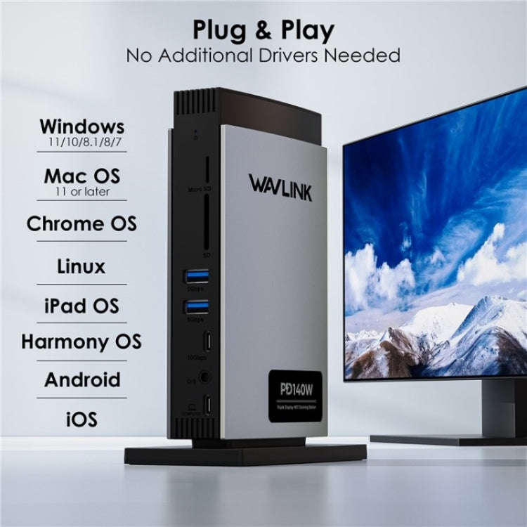 WAVLINK WL-UMD26 11 in 1 140W PD 3.1 USB-C 8K Displayport Charging Docking Station