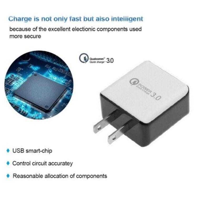1USB QC 3.0 Wire Drawing Quick Charger US Plug(white)