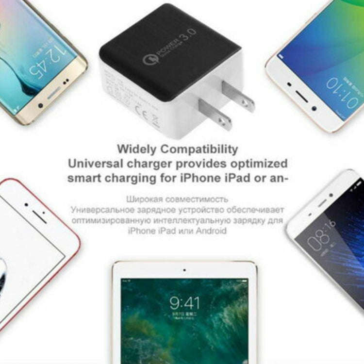 1USB QC 3.0 Wire Drawing Quick Charger US Plug(black)