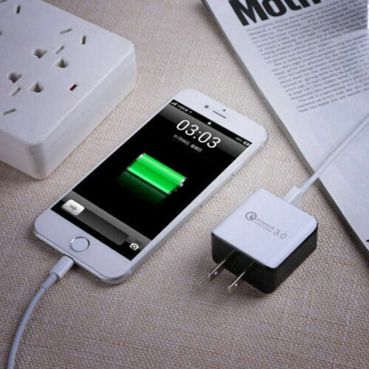 1USB QC 3.0 Wire Drawing Quick Charger US Plug(white)