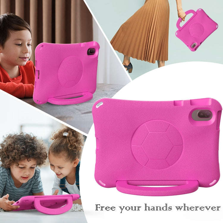 For Huawei MatePad SE 11 2024 Handle Football Shaped EVA Shockproof Tablet Case(Rose Red)