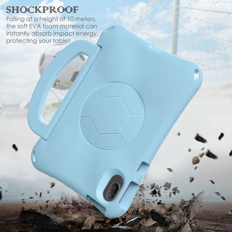 For Huawei MatePad SE 11 2024 Handle Football Shaped EVA Shockproof Tablet Case(Light Blue)