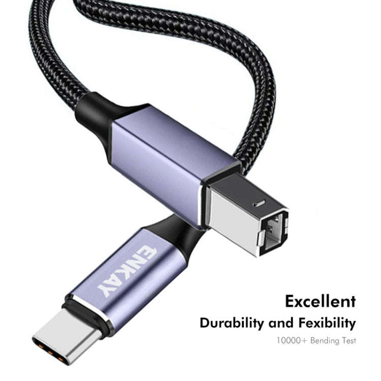 ENKAY ENK-CB170 USB C / Type-C to USB 2.0 B Printer Scanner Nylon Braided Cable, Length:0.5m