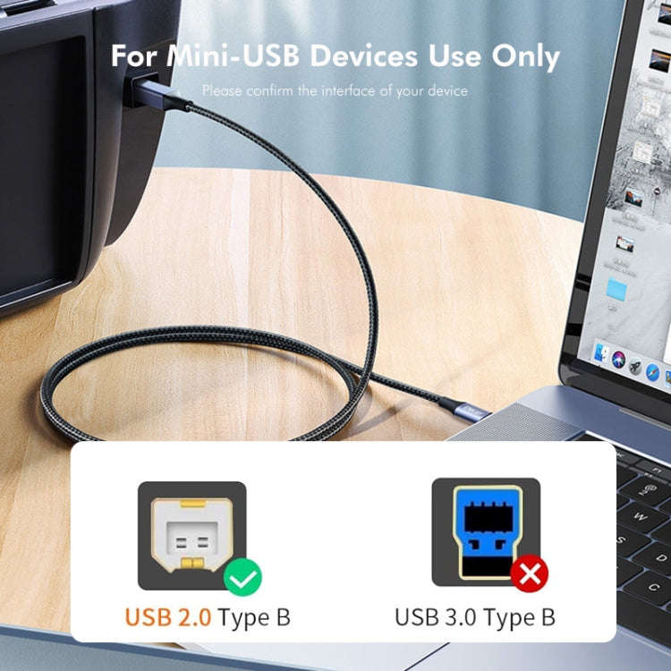 ENKAY ENK-CB170 USB C / Type-C to USB 2.0 B Printer Scanner Nylon Braided Cable, Length:2m
