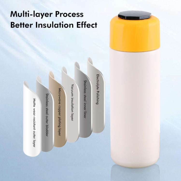 JUNSUNMAY 420ml Vacuum Insulated Water Bottle with LED Temperature Display(Beige)