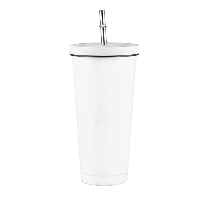 JUNSUNMAY 500ml 304 Stainless Steel Water Vacuum Bottle Coffee Cup with Lid and Straw(White)
