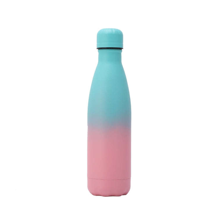JUNSUNMAY 500ml Gradient Colored Coating 304 Stainless Steel Water Vacuum Bottle(Blue Pink)