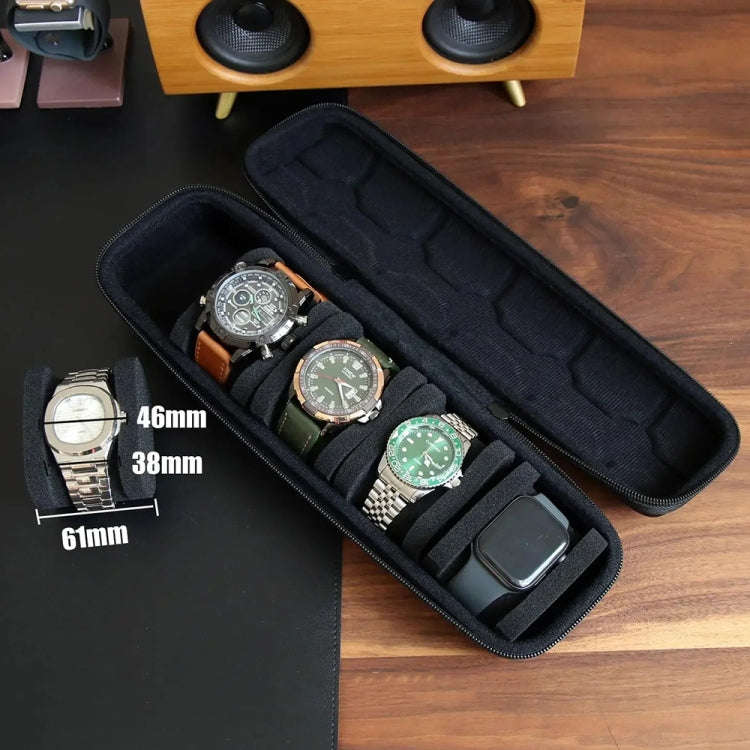 Portable 5 Watch Position Zipper Display Storage Box Hard Case