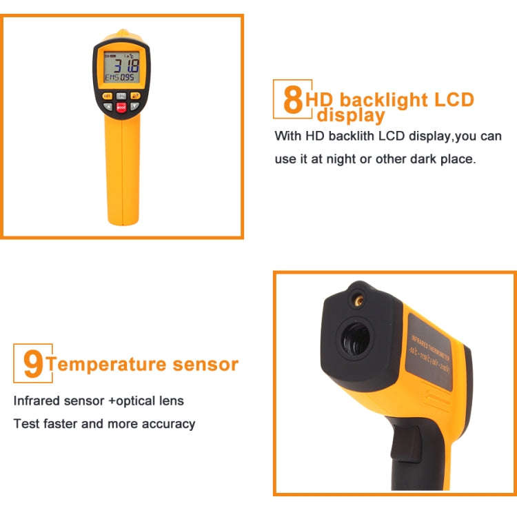 GM1150A 50:1 Infrared Thermometer -18~1150 Degrees Celsius LCD Digital Temperature Meter Industri...