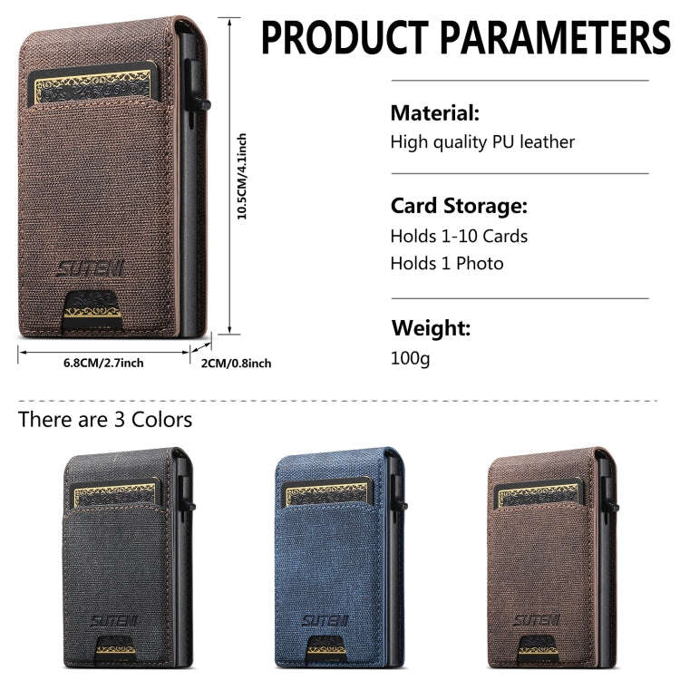 Suteni Denim Texture Key Press Automatically Pop Up Card Box(Brown)