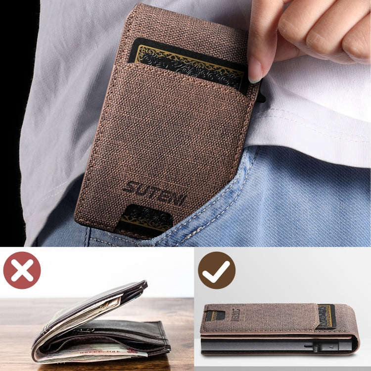Suteni Denim Texture Key Press Automatically Pop Up Card Box(Brown)
