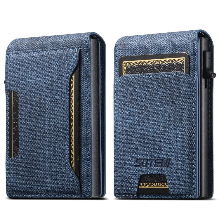 Suteni Denim Texture Key Press Automatically Pop Up Card Box(Blue)