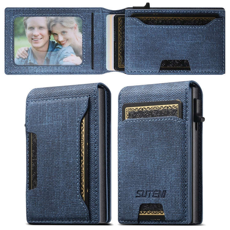 Suteni Denim Texture Key Press Automatically Pop Up Card Box(Blue)