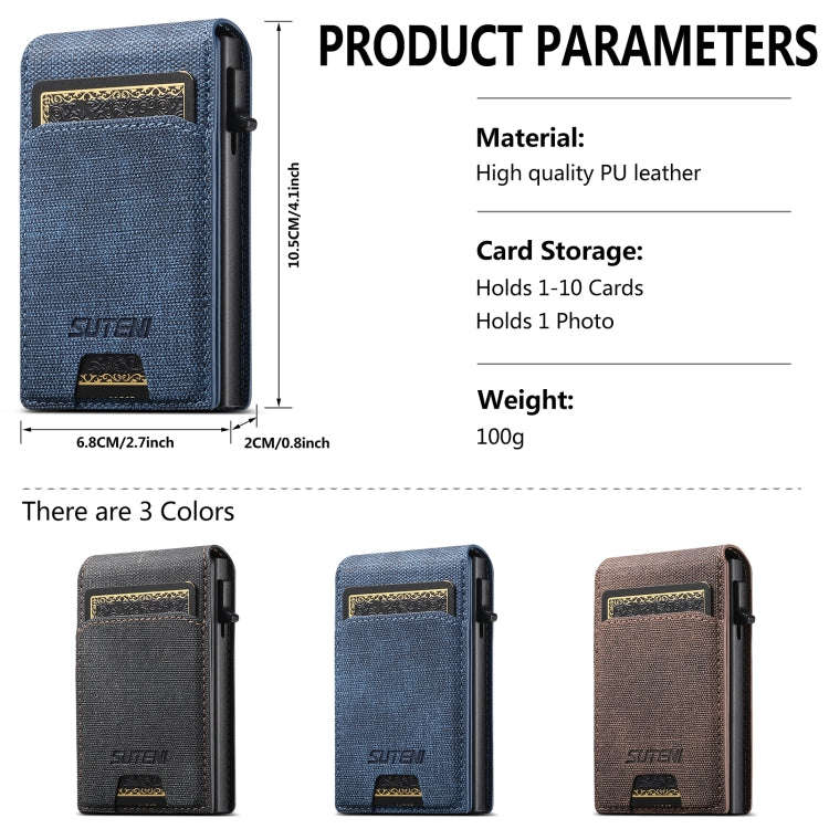 Suteni Denim Texture Key Press Automatically Pop Up Card Box(Blue)