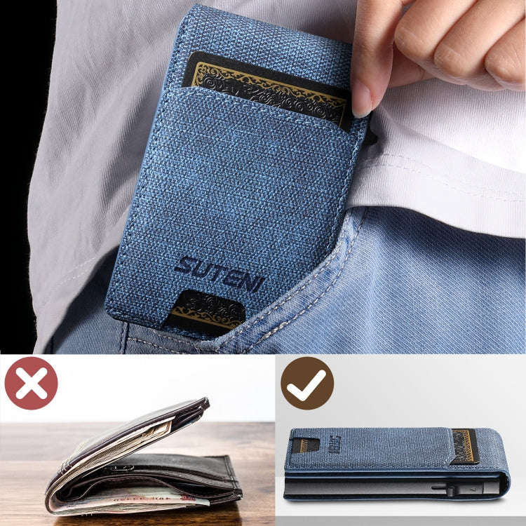 Suteni Denim Texture Key Press Automatically Pop Up Card Box(Blue)