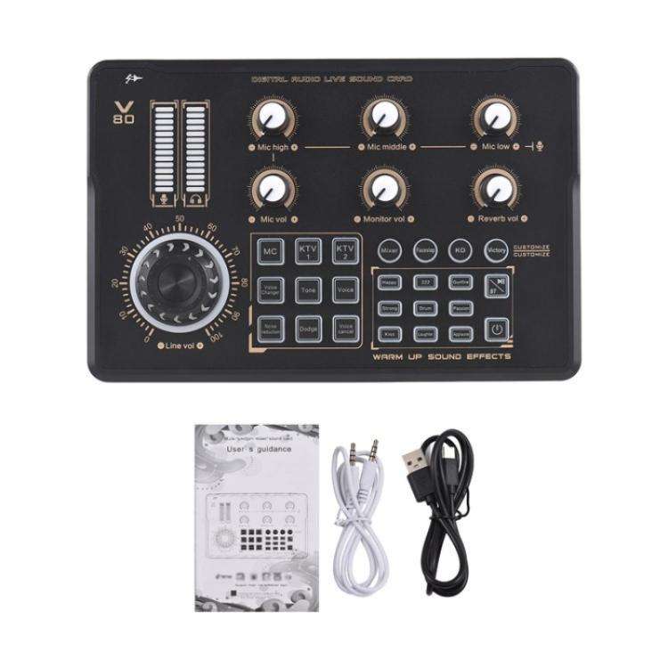 V80 For Mobile Phone Computer Portable Live Streaming Karaoke Sound Card Mixer