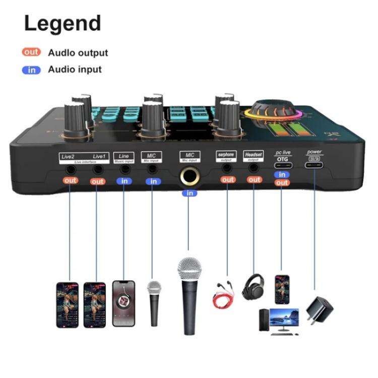 V80 For Mobile Phone Computer Portable Live Streaming Karaoke Sound Card Mixer