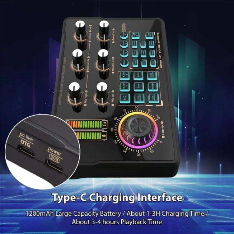 V80 For Mobile Phone Computer Portable Live Streaming Karaoke Sound Card Mixer