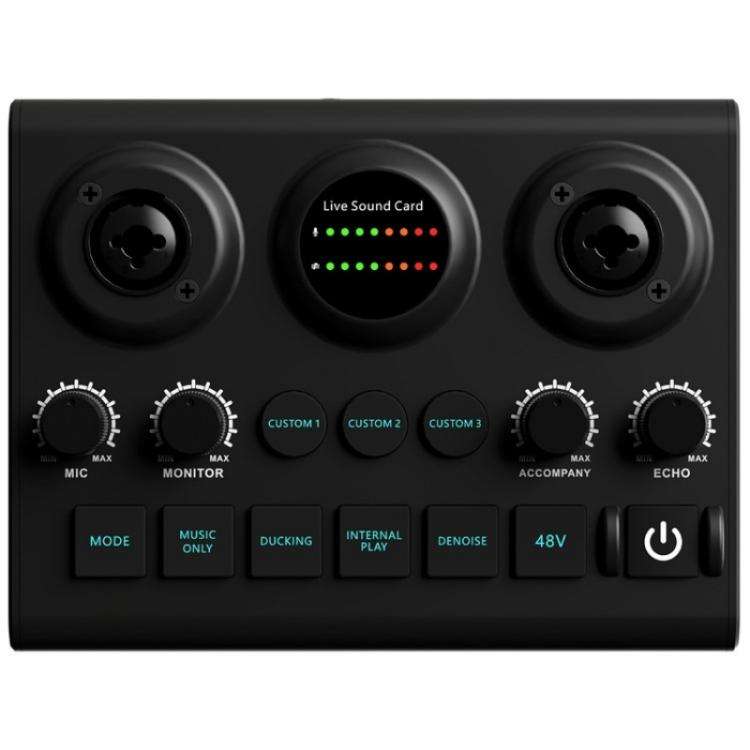 F10 48V Live Streaming Sound Card Audio Mixer Phantom Power Mixer