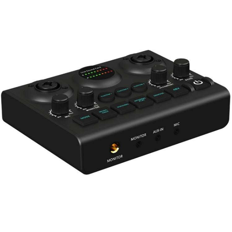F10 48V Live Streaming Sound Card Audio Mixer Phantom Power Mixer