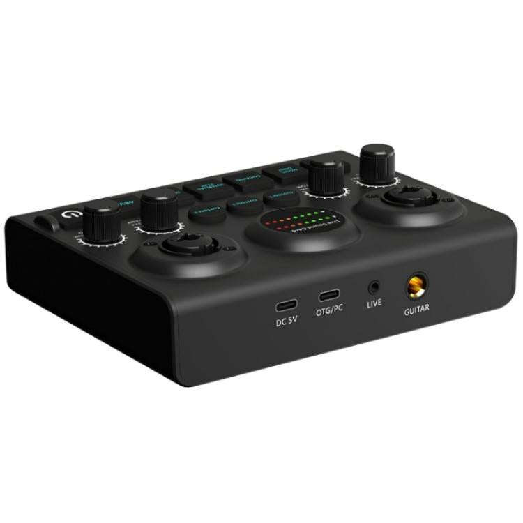 F10 48V Live Streaming Sound Card Audio Mixer Phantom Power Mixer