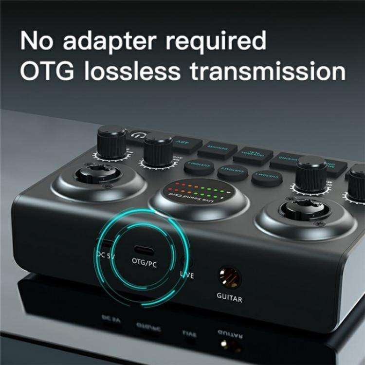 F10 48V Live Streaming Sound Card Audio Mixer Phantom Power Mixer