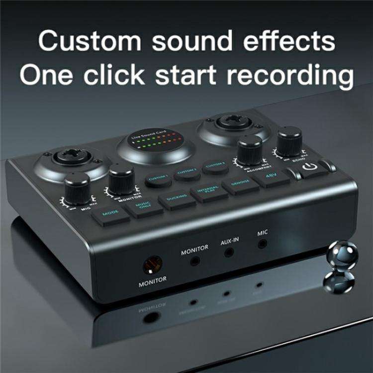 F10 48V Live Streaming Sound Card Audio Mixer Phantom Power Mixer