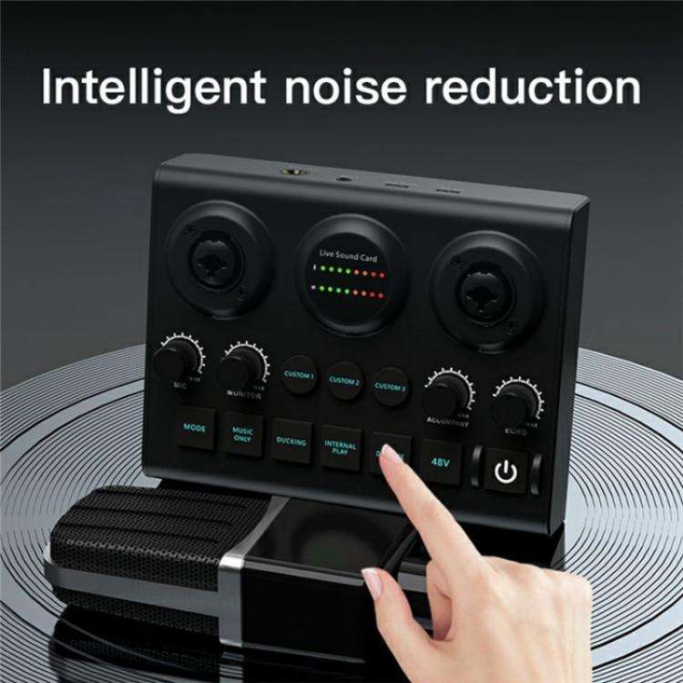F10 48V Live Streaming Sound Card Audio Mixer Phantom Power Mixer