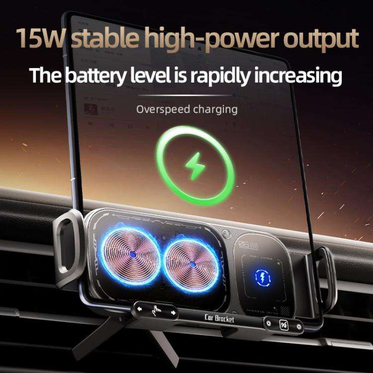 SD01 Car Air Vent Mount Dual Coil Rotating Phone Stand 15W Wireless Charger Phone Holder(Grey)