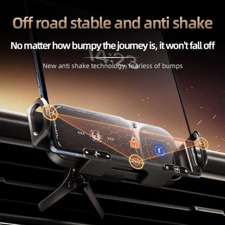 SD01 Car Air Vent Mount Dual Coil Rotating Phone Stand 15W Wireless Charger Phone Holder(Black)