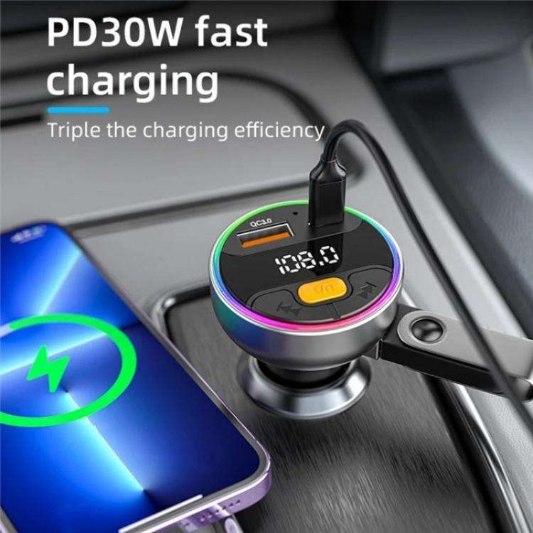 C9S QC3.0 PD 30W Charger FM Transmitter Multifunctional Bluetooth Car MP3 Player