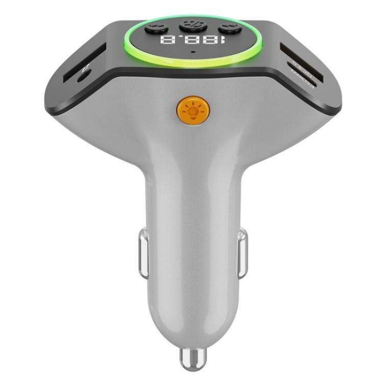 C8 Bluetooth 5.3 Receiver Hands-Free Calling with AUX Port Dual USB Port Car Charger(Grey)