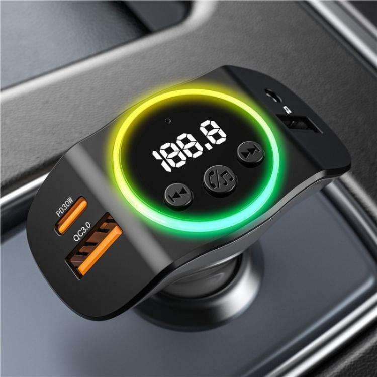 C8 Bluetooth 5.3 Receiver Hands-Free Calling with AUX Port Dual USB Port Car Charger(Black)