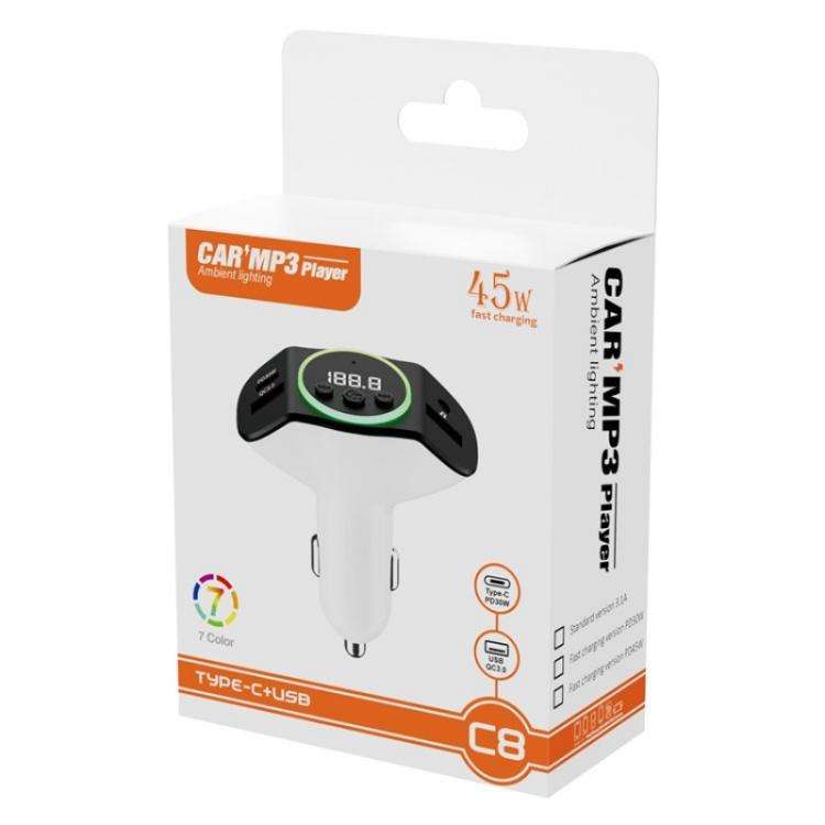 C8 Bluetooth 5.3 Receiver Hands-Free Calling with AUX Port Dual USB Port Car Charger(Grey)
