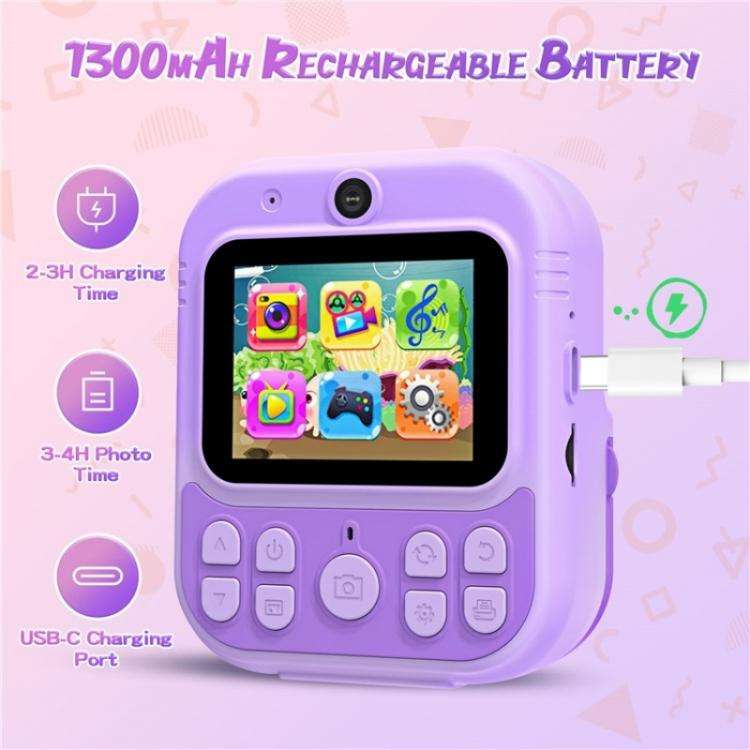 E8 2.4 Inch Screen Photo Printing Video Recorder Multifunctional Kids Dual Lens Camera(Blue)