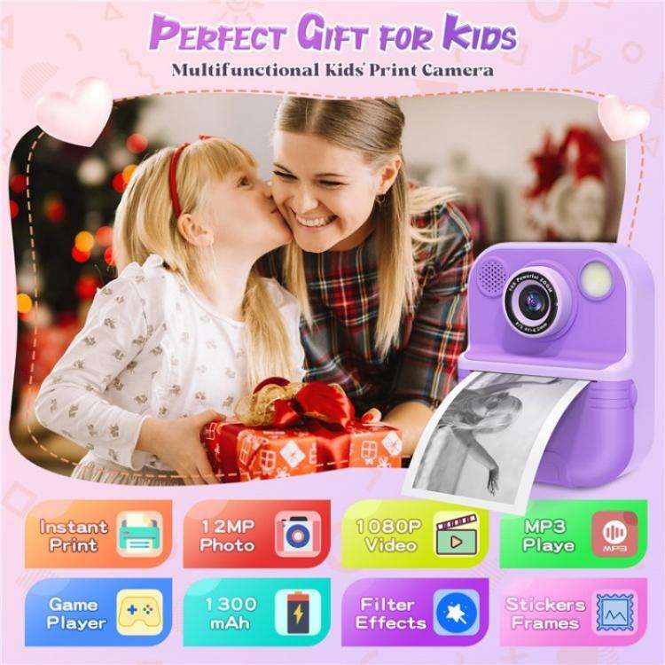 E8 2.4 Inch Screen Photo Printing Video Recorder Multifunctional Kids Dual Lens Camera(Blue)