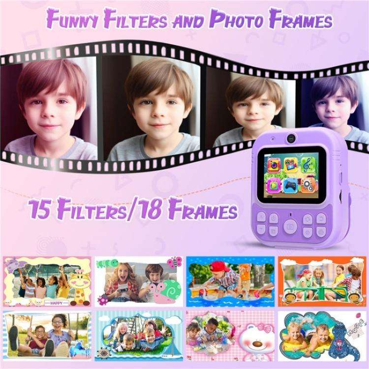 E8 2.4 Inch Screen Photo Printing Video Recorder Multifunctional Kids Dual Lens Camera(Blue)