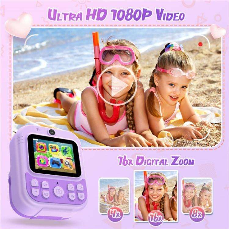 E8 2.4 Inch Screen Photo Printing Video Recorder Multifunctional Kids Dual Lens Camera(Blue)