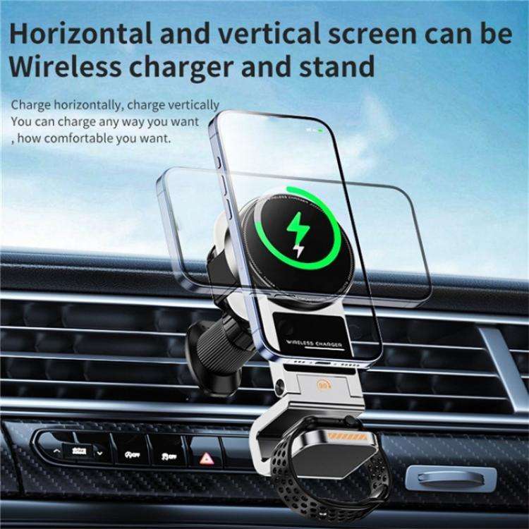 SD16 For Phone Watch Earphone Car Air Vent Phone Holder Magnetic 3 in 1 Wireless Charger(Grey)