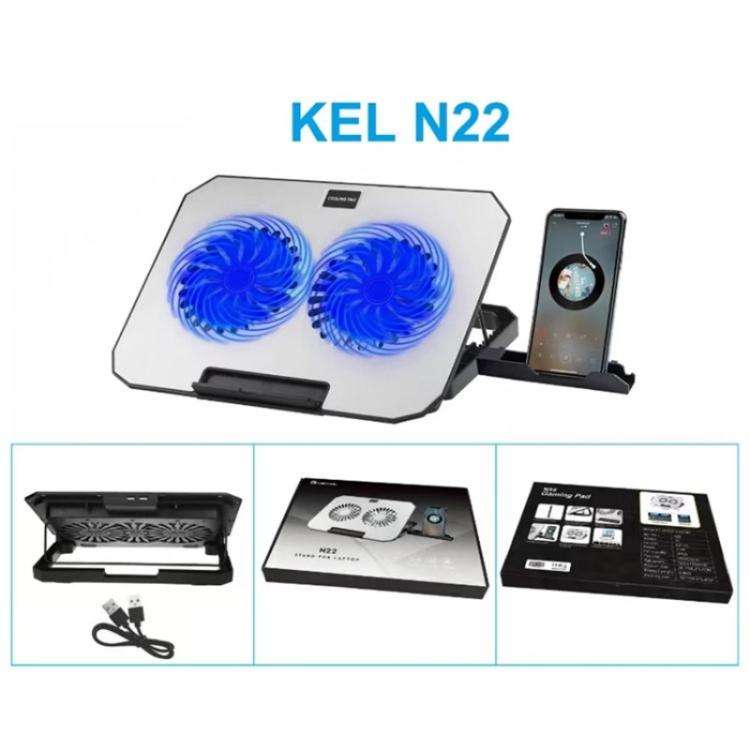 N22 Dual USB Ports Adjustable Laptop Stand Portable Cooling Pad with Phone Holder