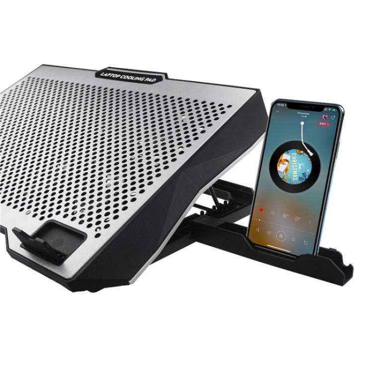 S608 RGB Light 8 Silent Fans Adjustable Height Stand Laptop Cooling Pad with Phone Holder